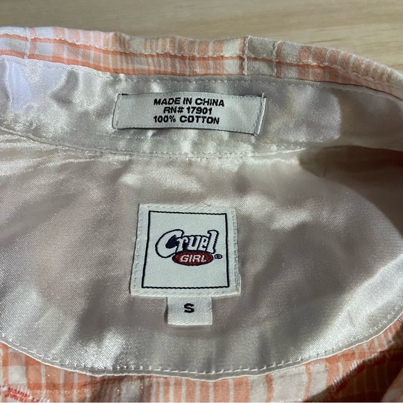 Cruel Girl Peach Plaid Western Button-Up Shirt Equestrian Cotton Rodeo Cowgirl S - Picture 2 of 9